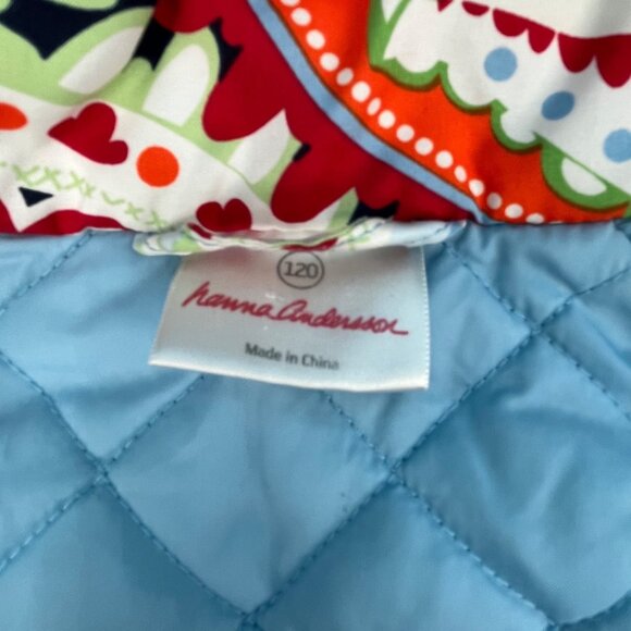 Hanna Andersson SIZE 120 6 7 Paisley White Blue Red Yellow Jacket Coat - Picture 3 of 12